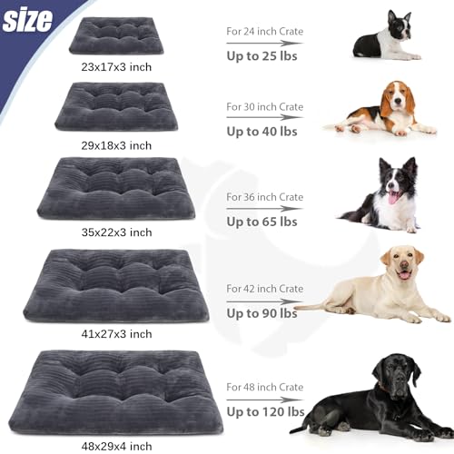 Dog Crate Bed Washable Dog Beds for Large Dogs Deluxe Thick Flannel Fluffy Comfy Kennel Pad Anti-Slip & Anti-Scratch Pet Sleeping Mat, 35 x 23 Inch