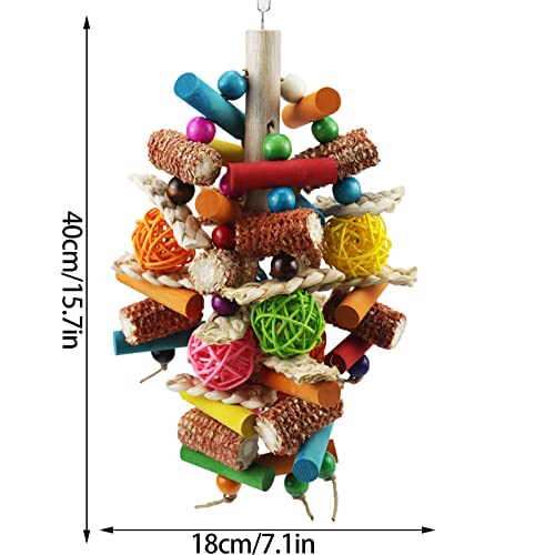 Bird Toys, Parrot Toys for Large Birds, Natural Peppered Wood African Grey Parrots, Macaws, Cockatoos, Parrot chew Toys, Aviary Hanging Toys
