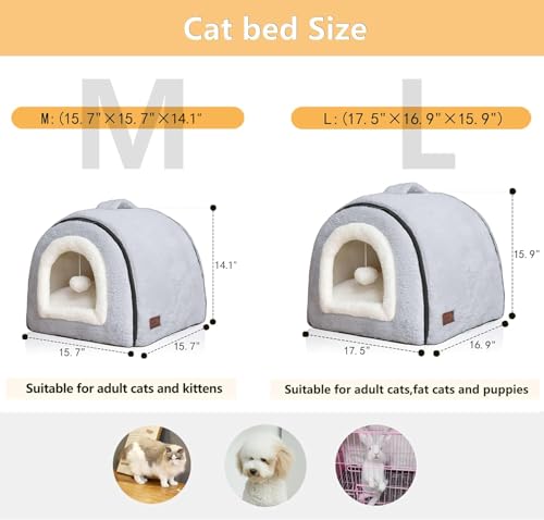 Cat Bed for Indoor Cats,Foldable cat cave,Anti-Slip & Water-Resistant Bottom,cat Houses for Indoor Cats or Small Dogs, Kitten Tent, Rabbit Bed,2 in 1