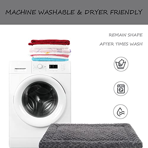 Washable Dog Bed Mat Ultra Soft Dog Crate Pad Comfy Fluffy Pet Kennel Beds Sleeping Mattress for Large Jumbo Medium Small Dogs, 35 x 22 Inch, Gray