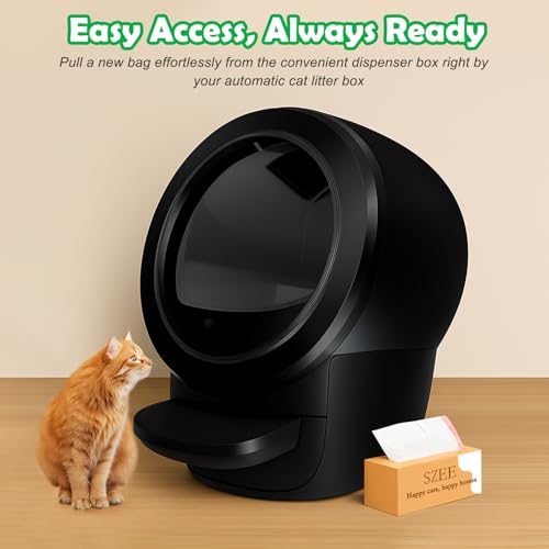 SZEE 120 Pack Automatic Waste Bags Compatible with Litter Box Robot 3/4 and Other Automatic Cat Litter Box, Waste Drawer Liners Bags Heavy Duty