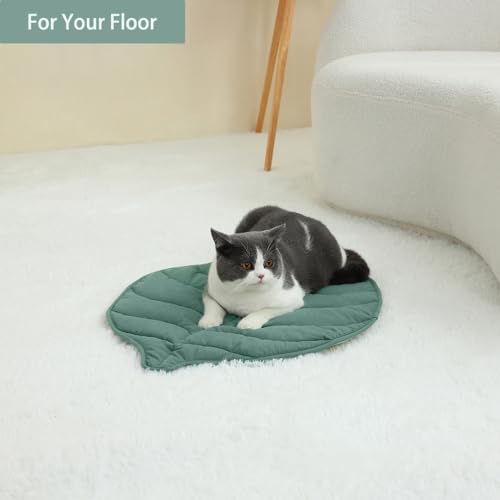 30 X 20 Inch Leaf Shaped Cotton Cat Bed Pad, Warming Cat Mat, Pet Warming Pad for Cats, Warmer Mat for Feral and Indoor Cats, 2025 Enlarged and