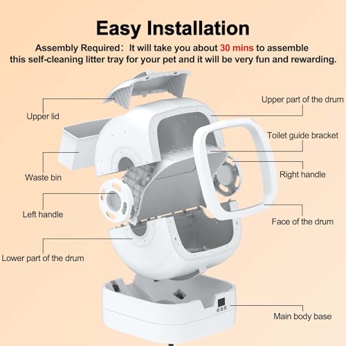 Mintakawa Automatic Cat Litter Box Self Cleaning - APP Control and Weight Monitoring - Ultra-Quiet, Suitable for Medium Cats and Kittens, Safe