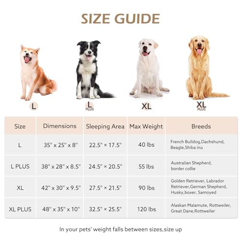 JOEJOY XL Orthopedic Dog Beds Large Sized Dog, Extra Thick Supportive Big Dogs Couch Bed with Sides, Ultra Soft Pet Bed Sofa for Large Dogs, Grey