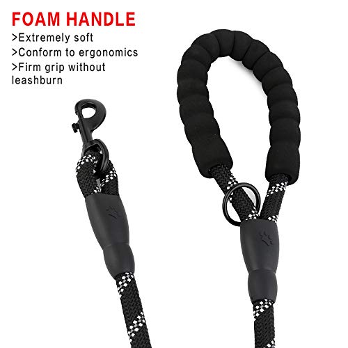 Plutus Pet Rope Dog Leash 6ft Long,Traffic Padded Two Handle,Heavy Duty,Reflective Double Handles Lead for Control Safety Training,Leashes for Large