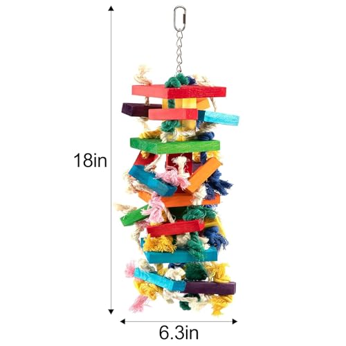 Extra Large Natural Wood Bird Toys for Macaws, African Grey, Parrots Gifts