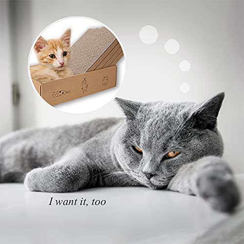 4 Packs in 1 Cat Scratch Pad with Box, Cat Scratcher Cardboard,Reversible,Durable Recyclable Cardboard, Suitable for Cats to Rest, Grind Claws and