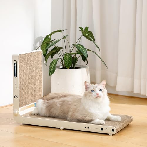 Cat Scratcher, 25.3 Inch Double Sided L Shape Cat Scratching Board, No Assembly Cat Scratch Pads with Ball Toy, Cat Scratchers for Indoor Cats & 3X