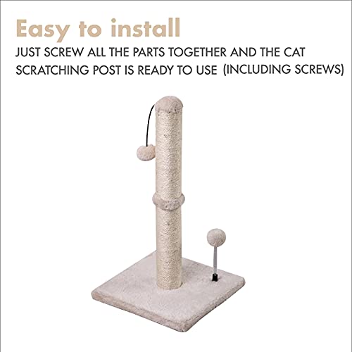 MECOOL Cat Scratching Post Premium Basics Kitten Scratcher Sisal Scratch Posts with Hanging Ball 22in for Kittens or Smaller Cats (22 inches for