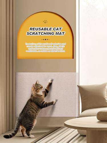 78.7"x15.8" Cat Scratch Mat, Trimmable Self-Adhesive Carpet, DIY Climb Cat Scratcher for Furniture Couch or Wall Protector, Covering Cat Scratching
