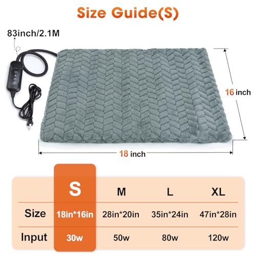 GASUR Heated Cat Bed, Waterproof Cat Heating Pad with Timer Temperature Adjustable, Indoor Heated Electric Pet Bed for Cats Dogs, Auto Power-Off