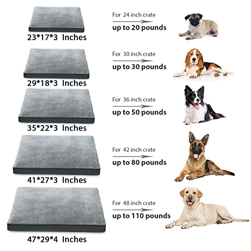 Dog Crate Bed Waterproof Deluxe Plush Dog Beds with Removable Washable Cover Anti-Slip Bottom Pet Sleeping Mattress for Large, Medium, Jumbo, Small