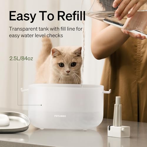 PETLIBRO Cat Water Fountain Stainless Steel Tray, Wireless Pump Cat Fountain, Ultra Quiet Pet Water Fountain, 2.5L Automatic Water Dispenser for