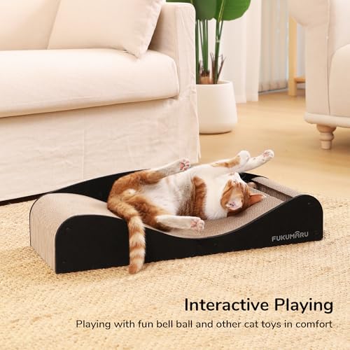 FUKUMARU Cardboard Cat Scratcher Bed, Extra Long 29.1 Inch Cat Scratch Bed Couch Indoor, Natural Felt Multifunctional Cats Scratching Lounger