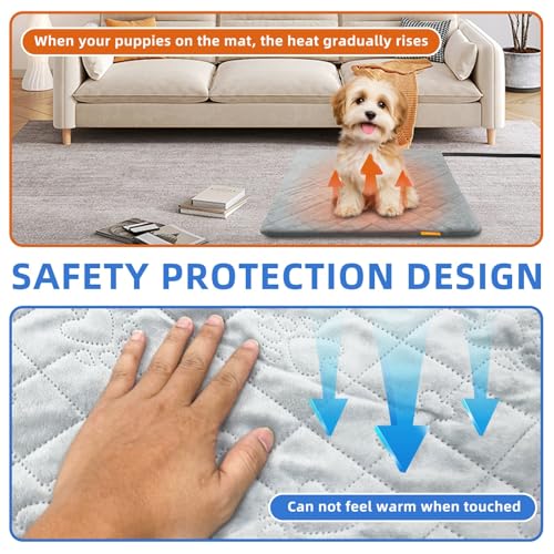 Pet Heating Pad for Cats Dogs Electric Heated Bed Waterproof Warming Mat Indoor Outdoor Chew Resistant Cord Adjustable 5 Timer and 6 Level