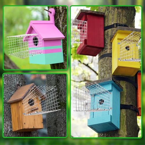 Bluebird House Predator Guards 2 Pcs, Strong Metal Wire Birdhouse Entrance Protector Guard Bird House Protector Guards for Eastern Bluebird Box (Square)