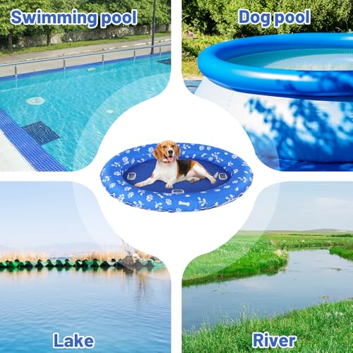 Upgraded Tear-Resistant Dog Pool Float - 25" x 41" Stable Support Inflatable Dogs Floats, Scratch-Proof Oxford Summer Floatie Raft Pool Toy for Small