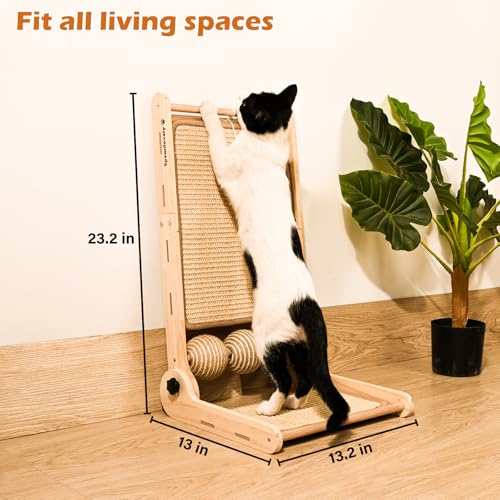 Cat Scratcher, 180°Angles Cat Scratcher, 23.6'' Cat Scratch Pad W/Toy Balls, Cat Scratch Pad for Indoor Cats Kitties, Cats Scratching Board