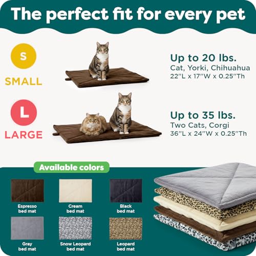 FurHaven ThermaNAP Self Warming Cat Mat, Dog Bed for Crates with Self-Warming Technology for Cozy Rest, Fully Machine Washable, Small, Plush Faux
