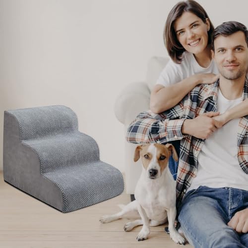 Chic Threads Dog Stairs for Small Dogs, 3-Step Dog Stairs for High Beds and Couch, Pet Steps for Small Dogs and Cats,Non-Slip Stable Indoor Dog Steps