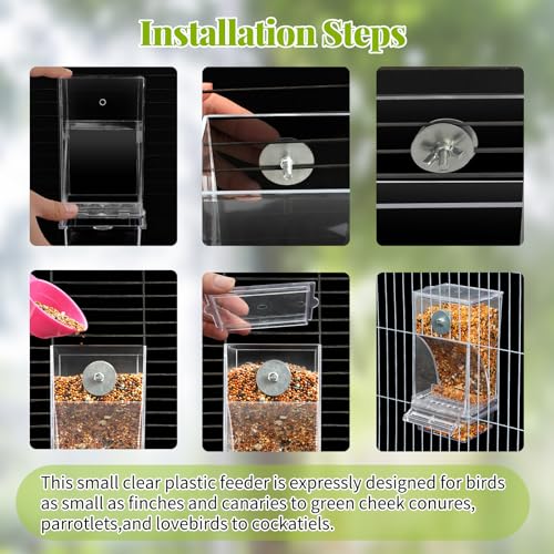 Rypet No Mess Bird Water Feeder Dispenser Set Automatic Bird Feeder Transparent Food Container Cage Acrylic Parrot Feeders Accessories for Small