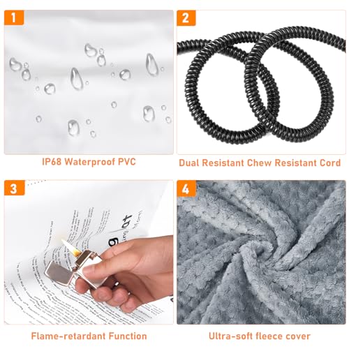 INVENHO Heated Cat Bed, Waterproof Adjustable Temperature Dog Cat Heating Pad with Timer, Indoor Pet Heating Pad for Cats Dogs Electric Pads for Dogs