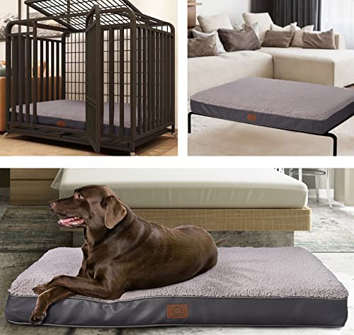 Sunheir Orthopedic Dog Bed for Large Dogs - Big Waterproof Dog Crate Bed with Removable Washable Cover, Egg Crate Foam Support, Anti-Slip Bottom