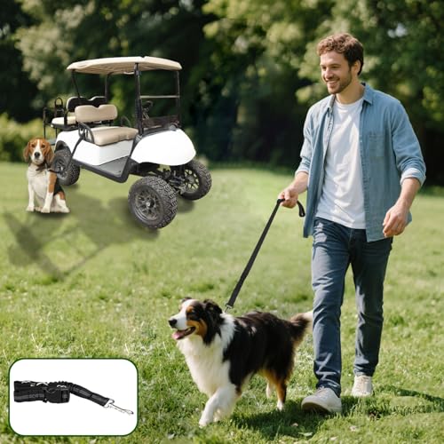 Golf Cart Dog Seat Leash, Pet Dog Seat Belt Harness for Golf Cart, with Adjustable Straps, Prevents Falls & Injuries, Black