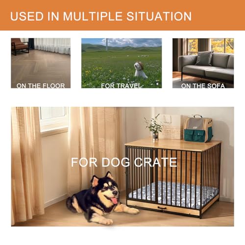 VANKEAN Reversible Cool and Warm Dog Bed Mat for Crates - Stylish Pad With Waterproof Inner Linings and Removable Machine Washable Cover, Firm