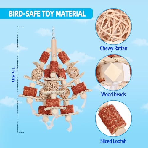 Bird Toys, Natural Corn Stick Parrot Toys Hanging in Bird Cages,for Small and Medium-Sized Macaws,African Grey,Cockatoos,Cockatiel,Sun Conure, Parrots