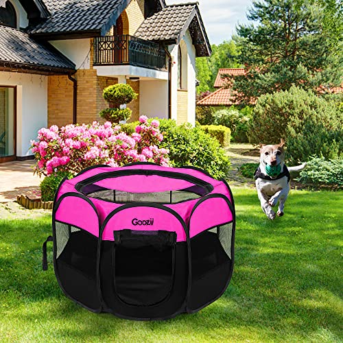 GOOZII Pet Cat Playpen for Indoor Cats Enclosed, Portable Foldable Dog Playpen Outdoor Tent Crate Cage with Zipper Top Cover Door for Kitten Puppy