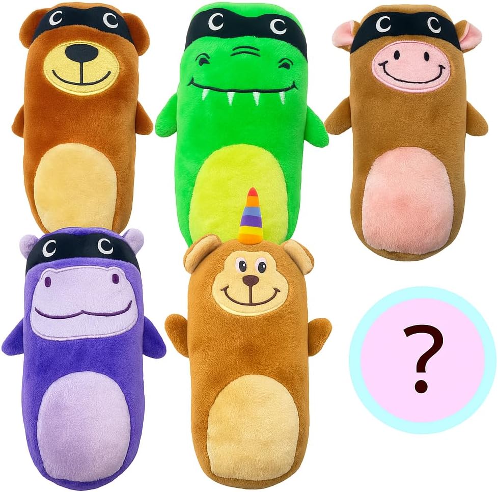 Jalousie 5 Pack Tough Plush Animal Dog Toys Assortment Value Bundle Dog Squeaky Toys Assortment Puppy Pet Mutt Dogs Toy Squeak Toy for Snall Medium