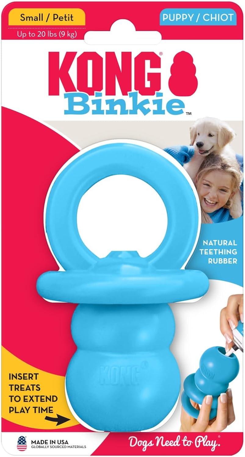 KONG Puppy Binkie - Pacifier Dog Toy for Puppies - Stuffable Treat Chew Toy for Treats - Durable Natural Rubber for Teething Puppy - for Small