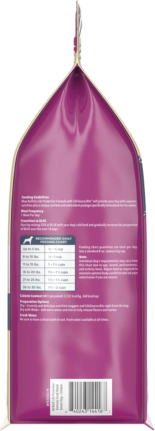 Blue Buffalo Life Protection Formula Small Breed Senior Dry Dog Food, Supports Joint Health and Immunity, Made with Natural Ingredients, Chicken