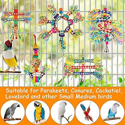 LifeIdeas 5PCS Bird Toys - Foraging, Shredding & Hanging Toys for Small to Medium Parrots, Conures, Cockatiels, Budgies, Lovebirds & Parrotlets