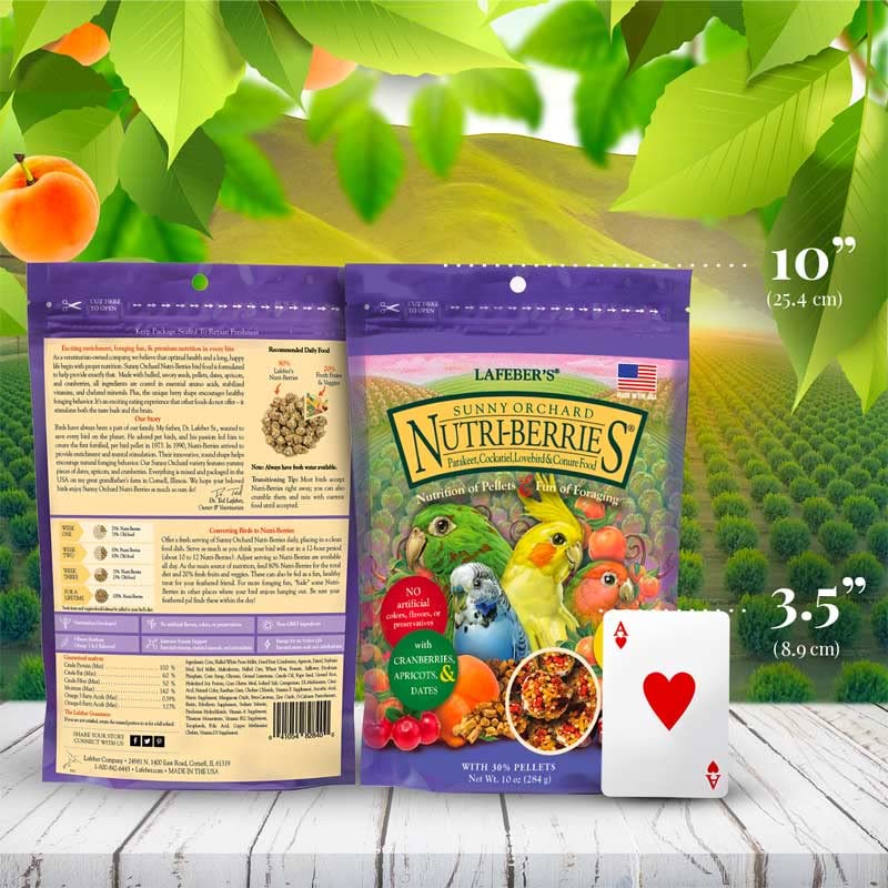 LAFEBER'S Sunny Orchard Nutri-Berries Pet Bird Food, Made with Non-GMO and Human-Grade Ingredients, for Cockatiels Conures Parakeets (Budgies)