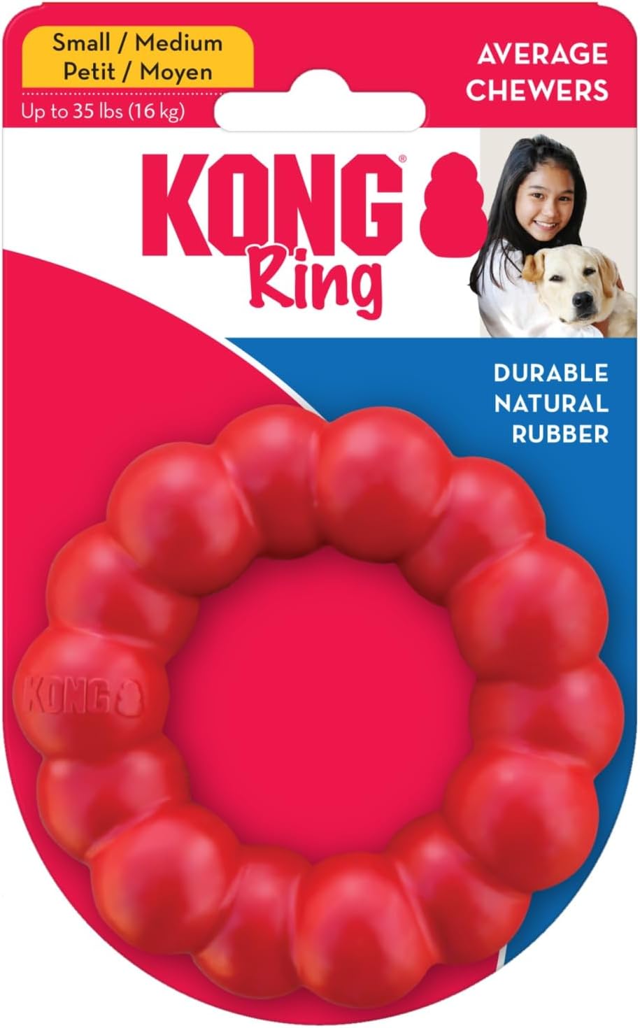 KONG Ring - Natural Rubber Ring Toy for Healthy Chewing Habits - Chew Toy Supports Dog Dental Health - Dog Toy Supports Instincts During Playtime