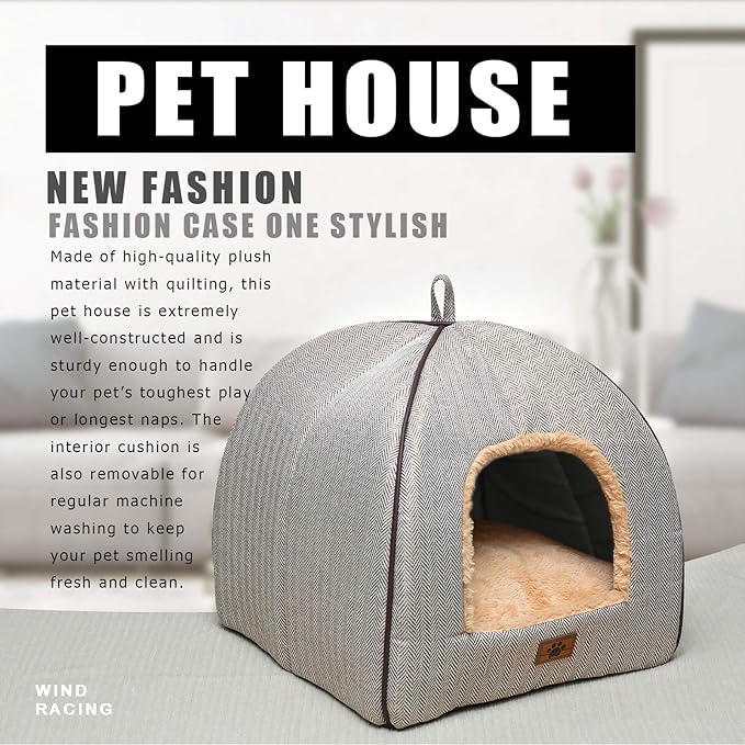 WINDRACING Cat Bed for Indoor Cats - Cat Cave Beds Cat House Cat Tent with Removable Washable Cushioned Pillow, Soft Kitten beds,Cat Beds