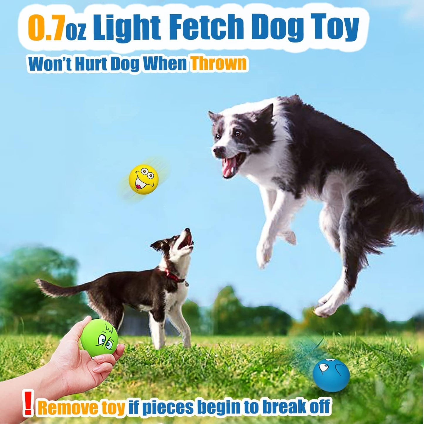 HOLYSTEED Latex Dog Squeaky Toys Rubber Soft Dog Toys Chewing Squeaky Toy Fetch Play Balls Toy for Puppy Small Pets 6pcs for Mini, Small Breeds
