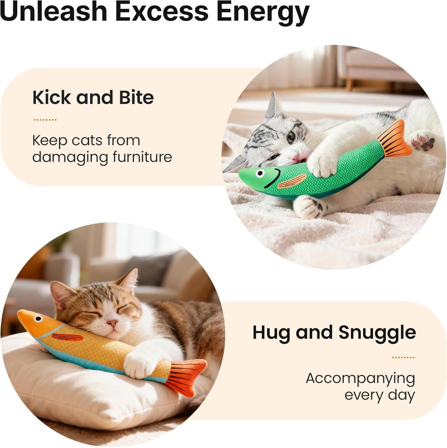 Potaroma Cat Toys Saury Fish, 3 Pack, Catnip Crinkle Sound, Soft and Durable, Interactive Kitten Kicker for Indoor Kitty Exercise 9.4 Inches for All