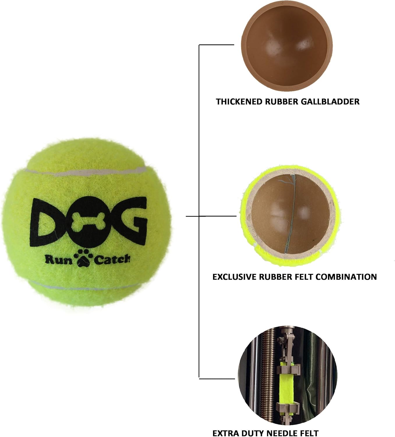 Tennis Balls for Dogs - 12 Pack 2.5'' Durable Non-Toxic Outdoor Dog Toys Balls with Mesh Bag, SGS Certified, Colorful Fetch Toys, Medium Large Breeds