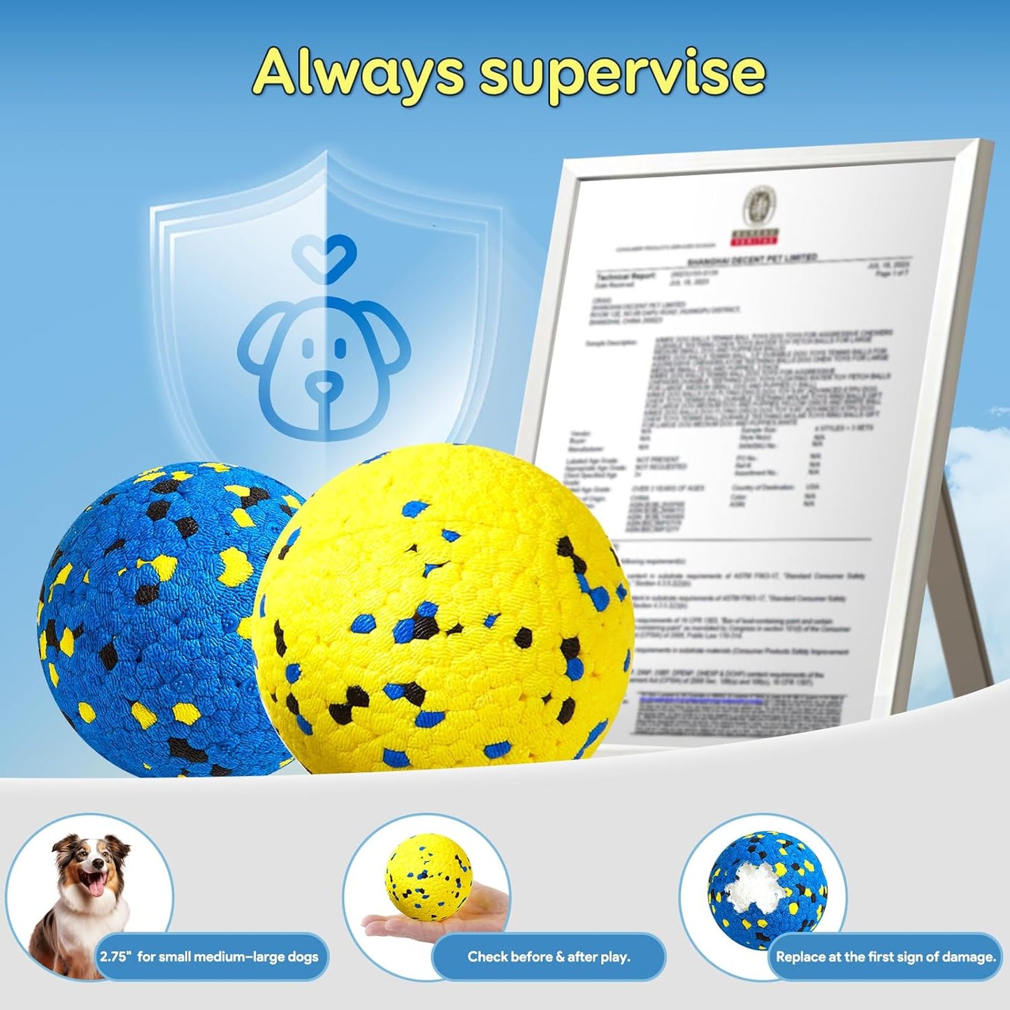 Dog Balls Tennis Ball Toys Dog Toys for Aggressive Chewers Durable Teething Chew Toys Water Toy Fetch Ball for Large Medium Small Dog and Puppies (4