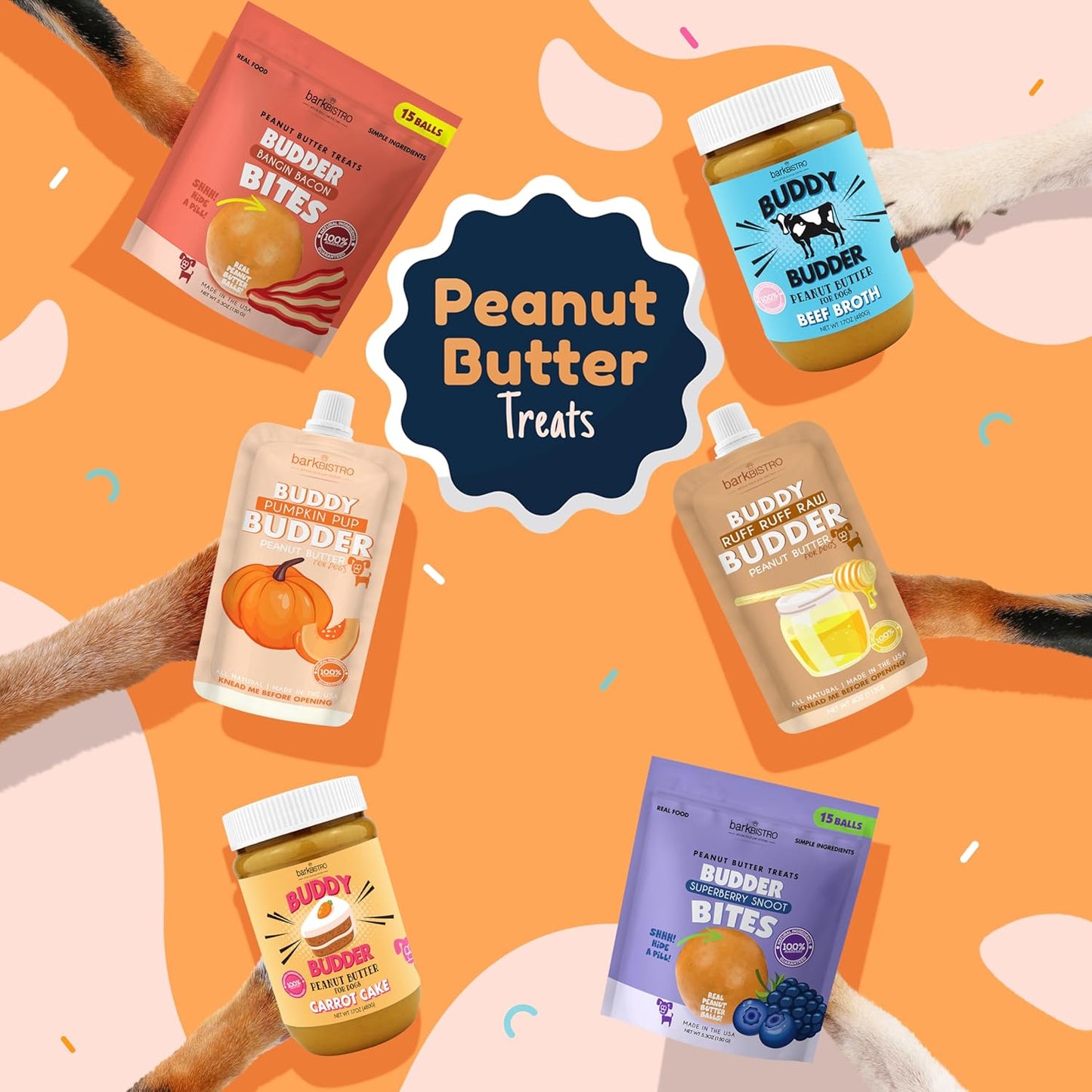 BUDDY BUDDER, Ruff Ruff Raw, Natural Dog Peanut Butter, Dog TreatMade in USA, (17 oz Jars)