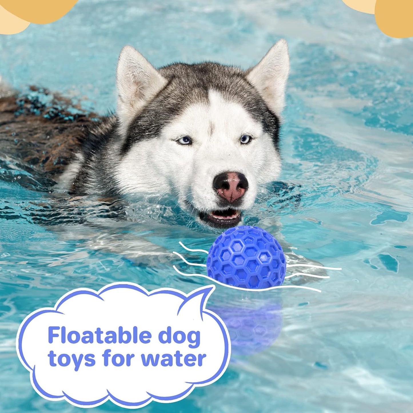 Indestructible Squeaky Dog Ball, Relieves Anxiety, Cleans Teeth, Interactive Chew Toy for Aggressive Chewers, Dog Toy for Large Breeds, Outdoor