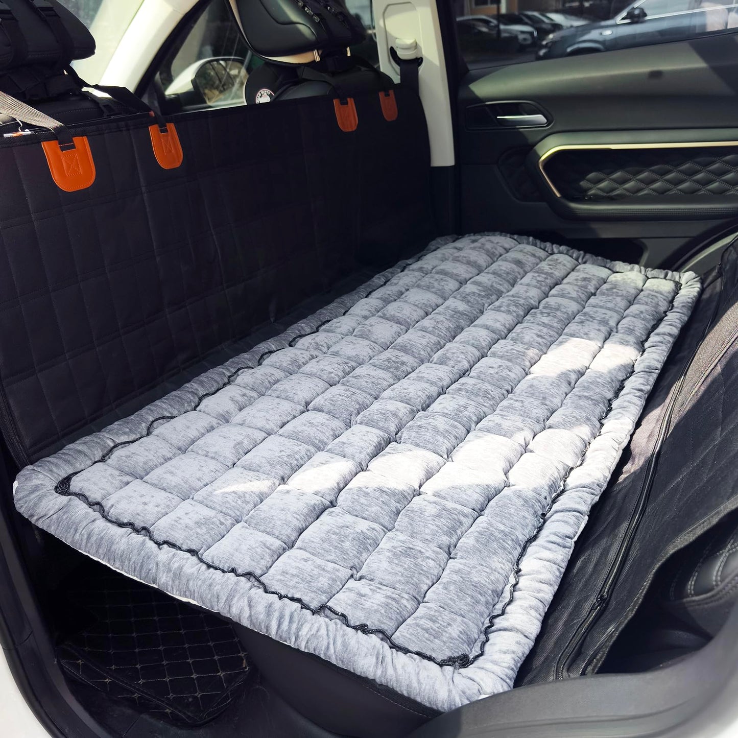 Backseat Pet Bed Mat, Truck Plaid Dog Bed for Car Back Seat, Deluxe Dog Seat Covers, Non-Slip Travel Pet Mat, Fit for Backseat Extenders and Trucks