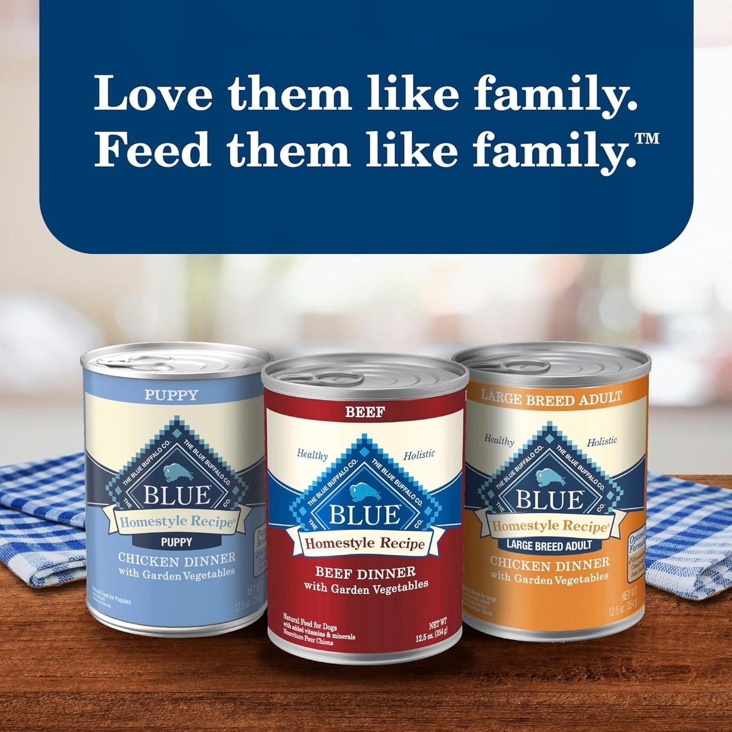Blue Buffalo Homestyle Recipe Adult Wet Dog Food, Made with Natural Ingredients, Chicken and Beef Dinner Variety Pack, 12.5-oz Cans (6 Count, 3 of