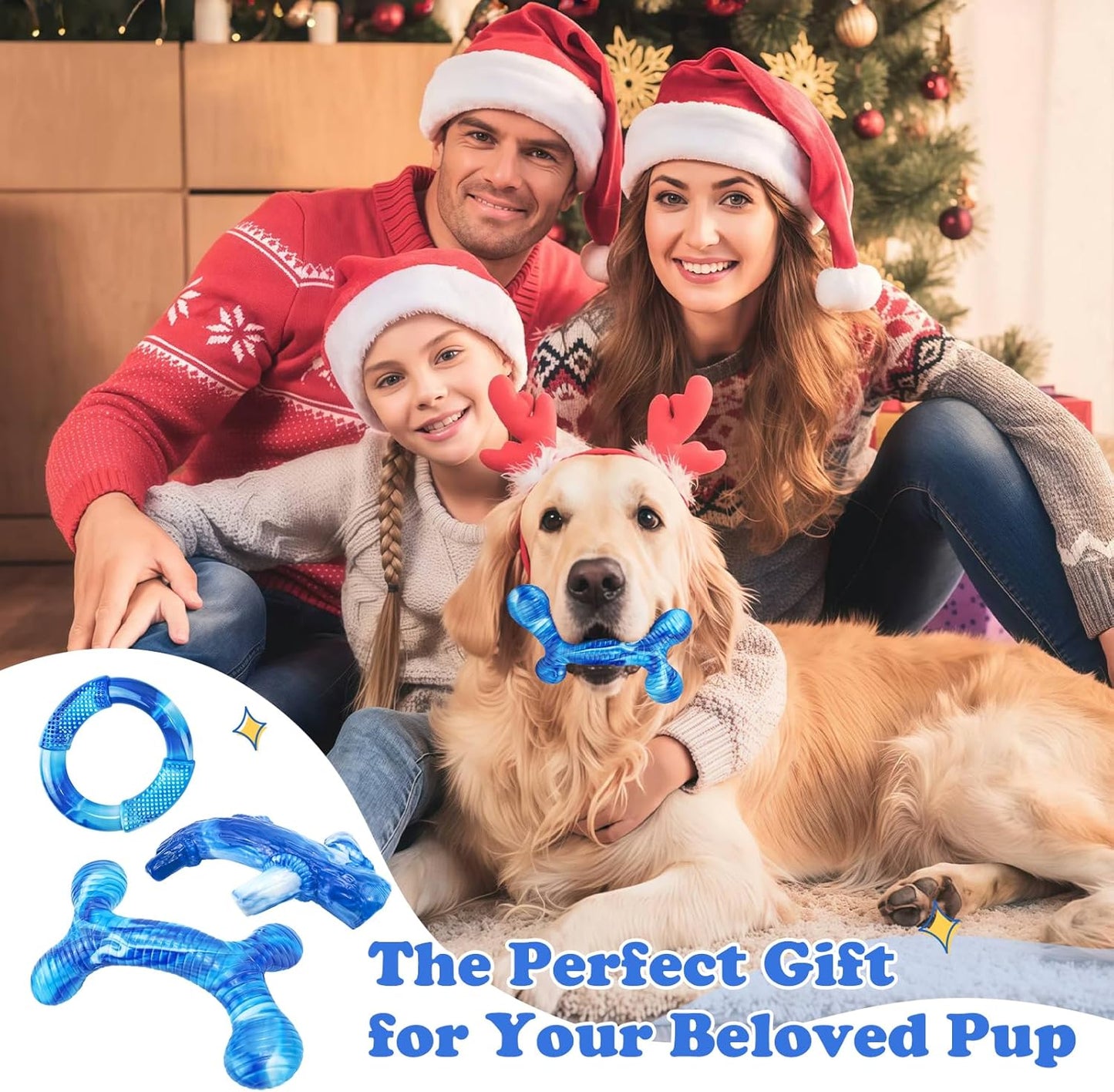 Furdog 3Pack Dog Toys for Aggressive Chewers Dog Chew Toy Tough Dog Toys to Keep Them Busy Bacon Flavor Teething Chew Toys & Dental Health for Large