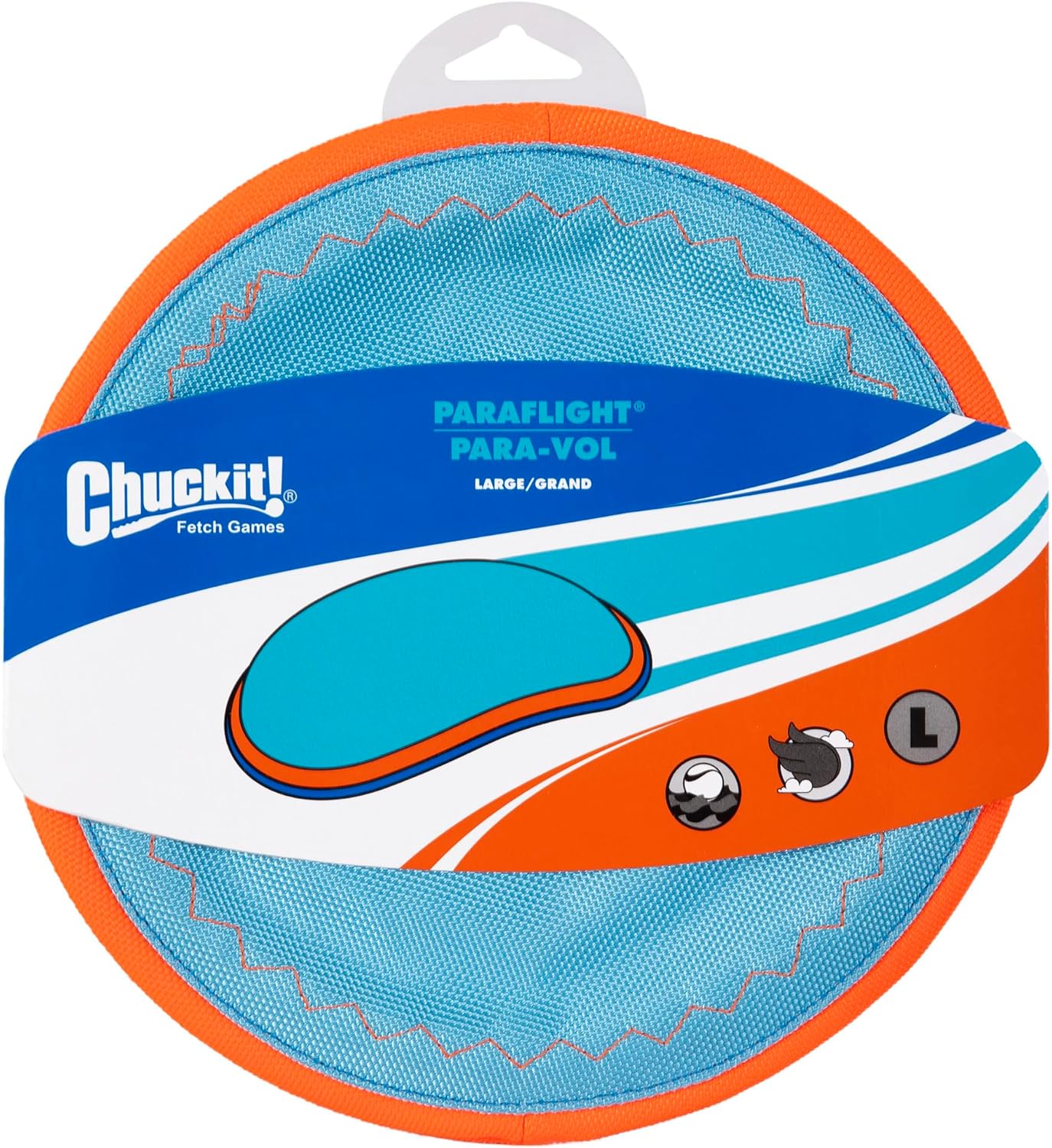 Chuckit! Paraflight Flying Disc Dog Toy - Water Floating Flyer - Durable Nylon Construction with Soft Rubber Edges - For Medium and Large Dogs - Size