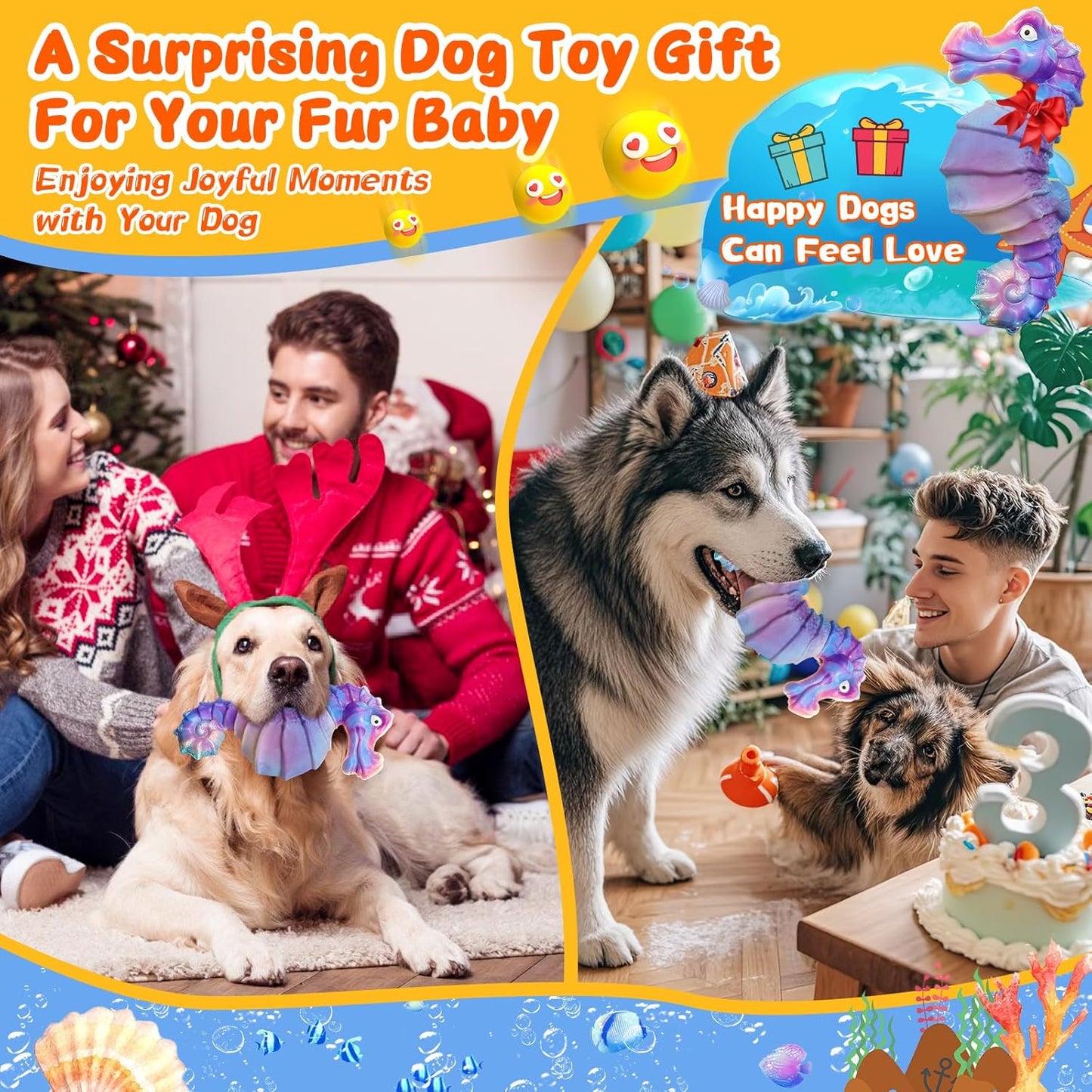 Jeefome Dog Chew Toys for Aggressive Chewers: Squeaky Dog Chew Toys for Large Dogs-Tough Indestructible Toys for Large/Medium/Small