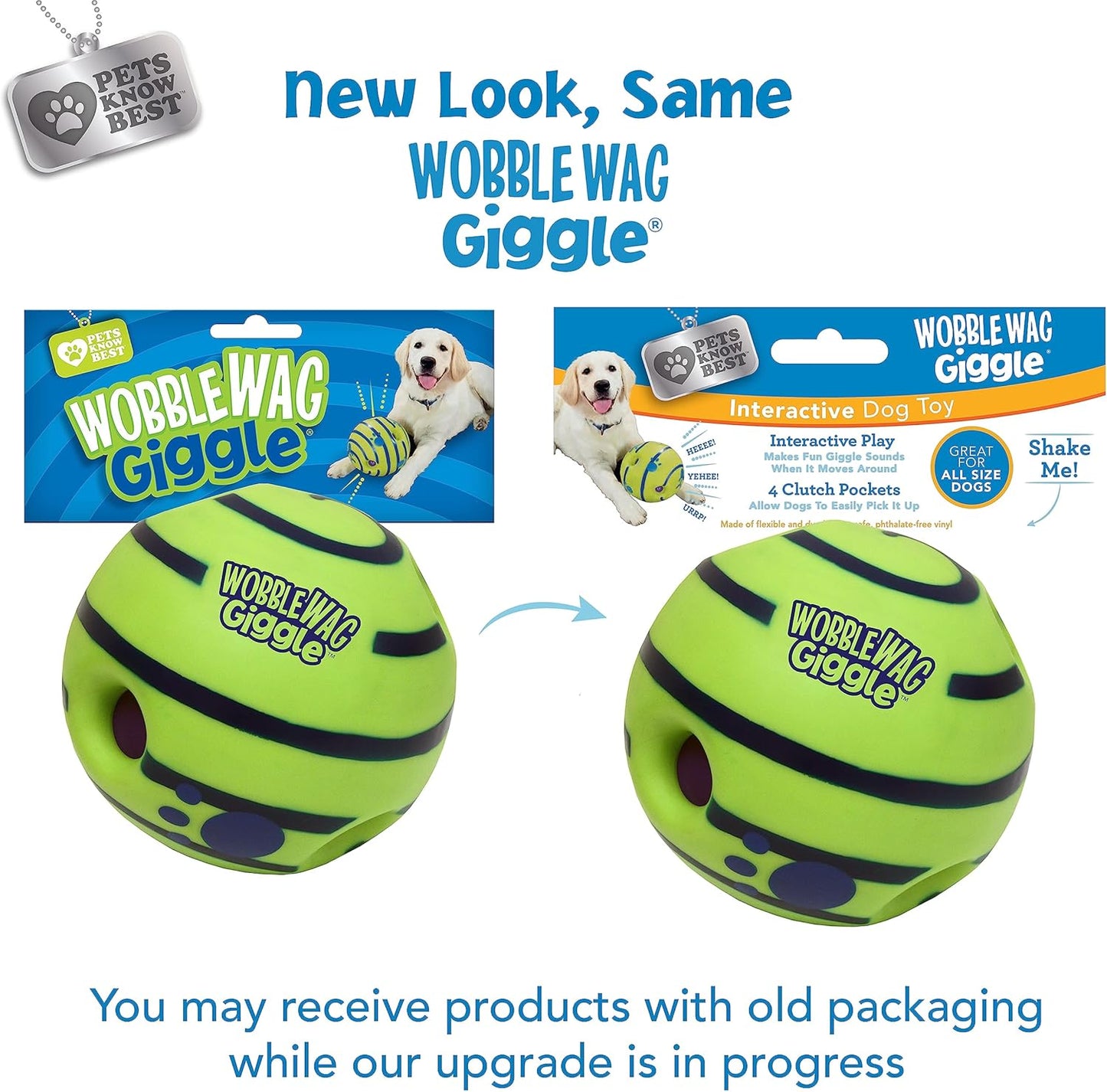 Wobble Wag Giggle Ball | Rolling Enrichment Toy for Fun Playtime, Interactive Play for Indoor or Outdoor, Keeps Dogs & Puppies Large, Medium or Small